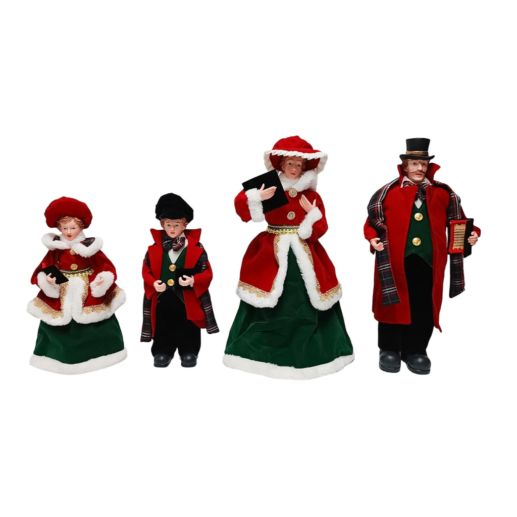 Famiglia natalizia con vestiti colore rosso e verde  set 4 pezzi