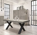 Credenza FAVIGNANA in legno, finitura in grigio cemento, piano effetto marmo statuario, 136×50 cm