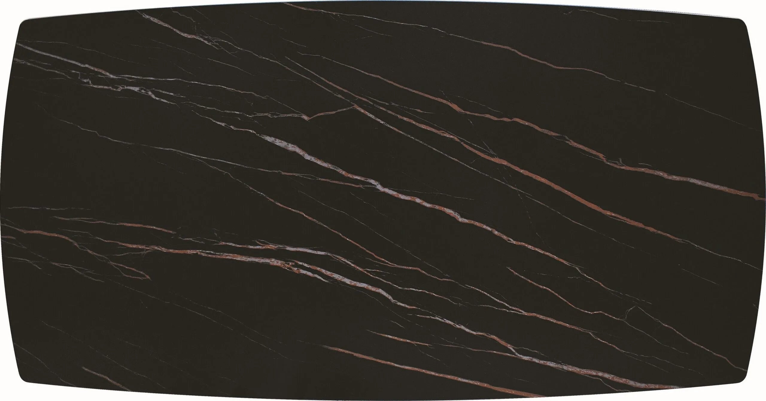 Tavolo FIGARI in vetroceramica matt golden nero con gambe a X in metallo bronzo, allungabile