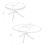 Tavolo FILICUDI rotondo Ø120 allungabile, in ceramica effetto marmo e base bianca metallo