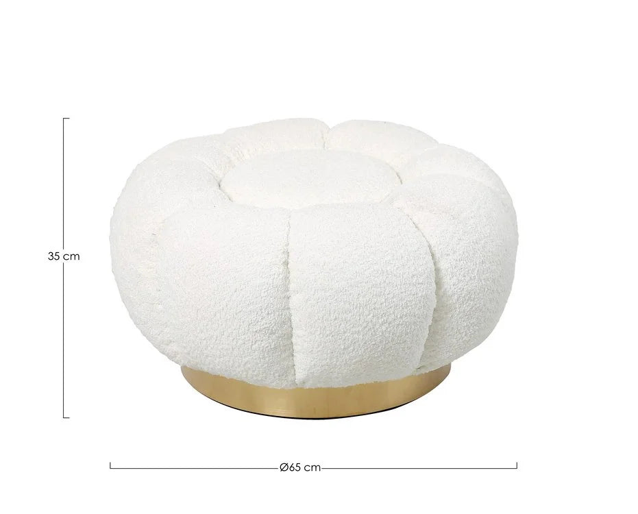 Pouf FLOREL in tessuto effetto bouclé bianco