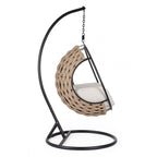 Poltrona sospesa GALAPAGOS in acciaio antracite e intreccio in corda naturale Ø 105 cm