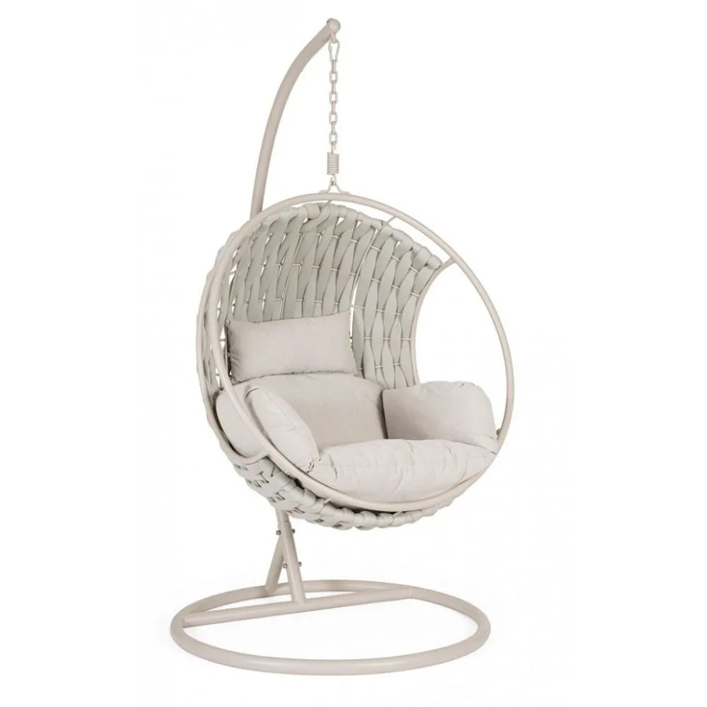 Poltrona sospesa GALAPAGOS in acciaio Beige e intreccio in corda Beige Ø 105 cm