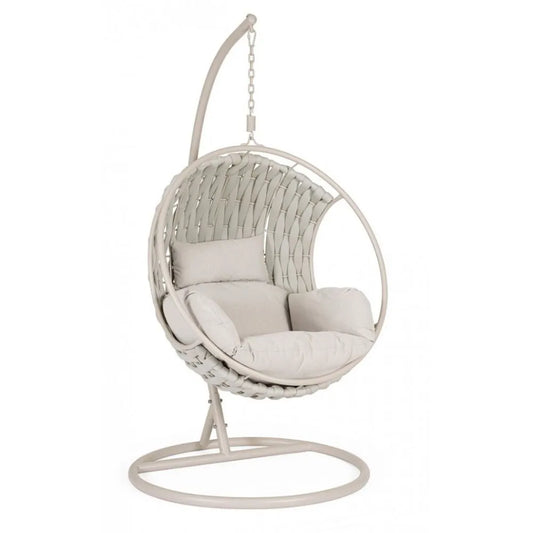 Poltrona sospesa GALAPAGOS in acciaio Beige e intreccio in corda Beige Ø 105 cm