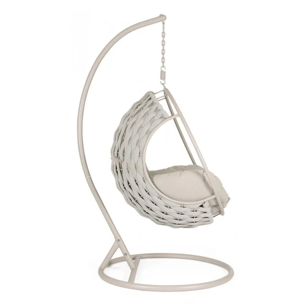 Poltrona sospesa GALAPAGOS in acciaio Beige e intreccio in corda Beige Ø 105 cm