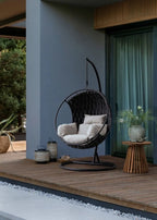 Poltrona sospesa GALAPAGOS in acciaio Nero e intreccio in corda nero Ø 105 cm