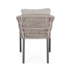 Set di 4 poltroncine GALDANA in alluminio antracite con intreccio in corda beige, con braccioli