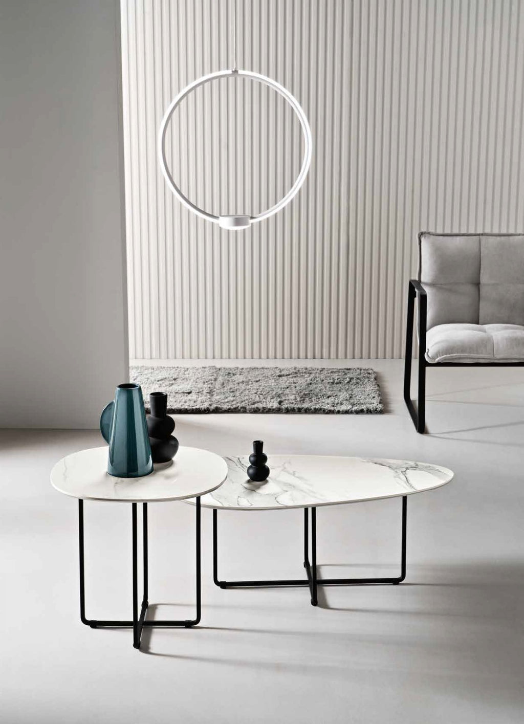 Tavolino GINNI - Top Ceramica effetto marmo