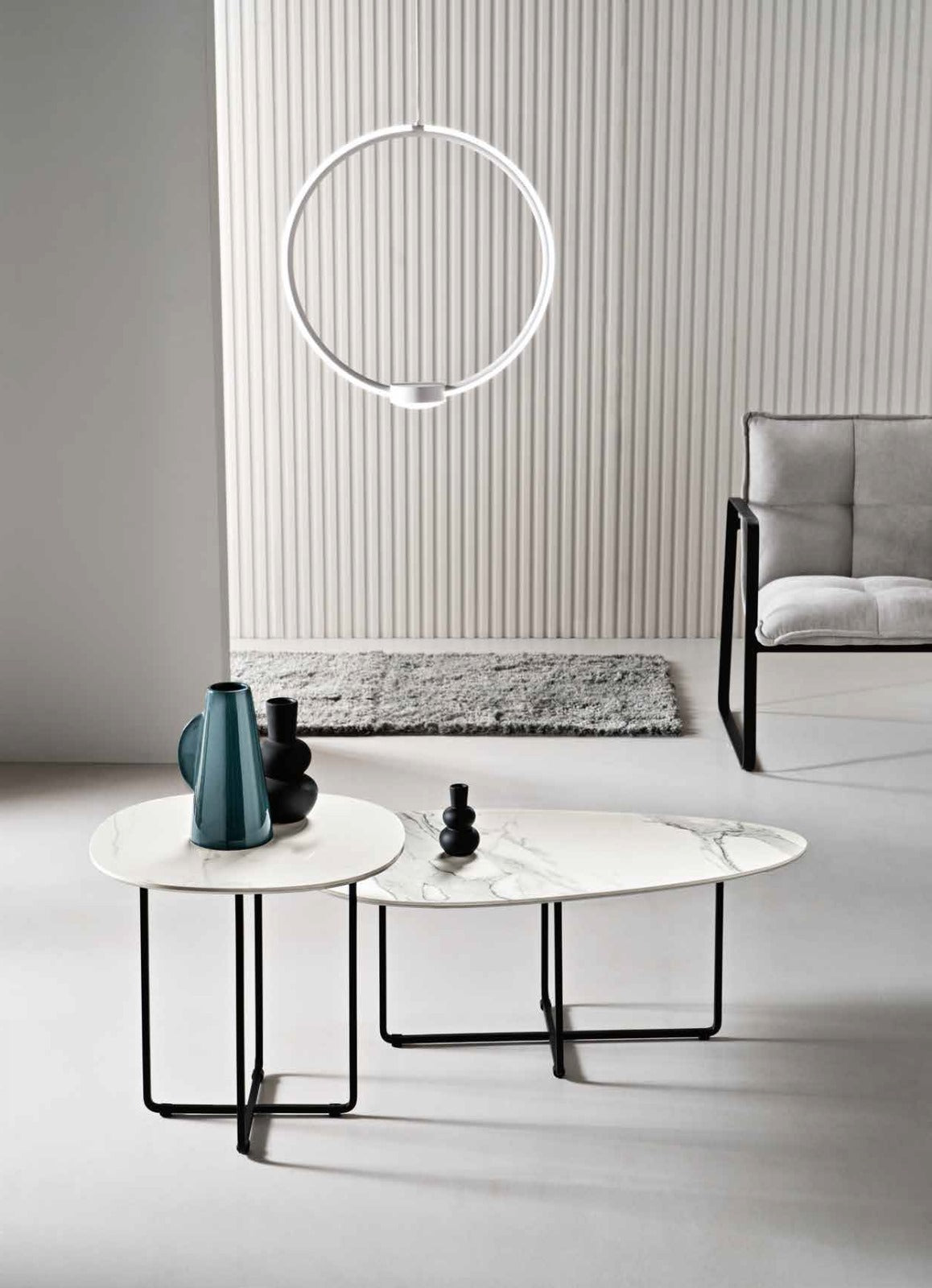 Tavolino GINNI - Top Ceramica effetto marmo