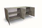 Credenza GORGONA in legno, finitura in grigio cemento, 180×50 cm