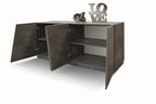Credenza GORGONA in legno, finitura in acciaio ossidato, 180×50 cm