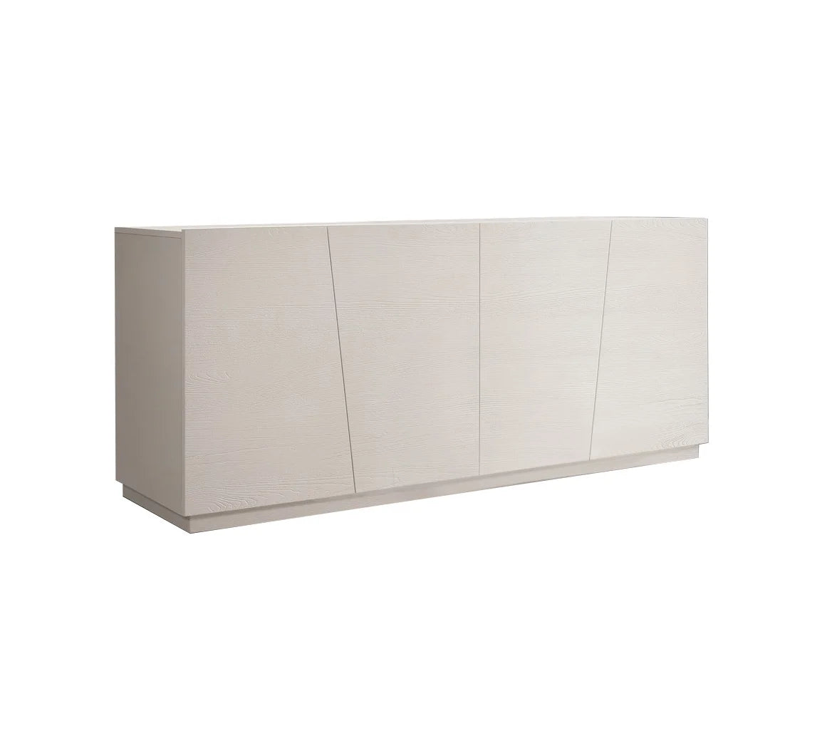 Credenza GORGONA in legno, finitura in bianco frassinato, 180×50 cm