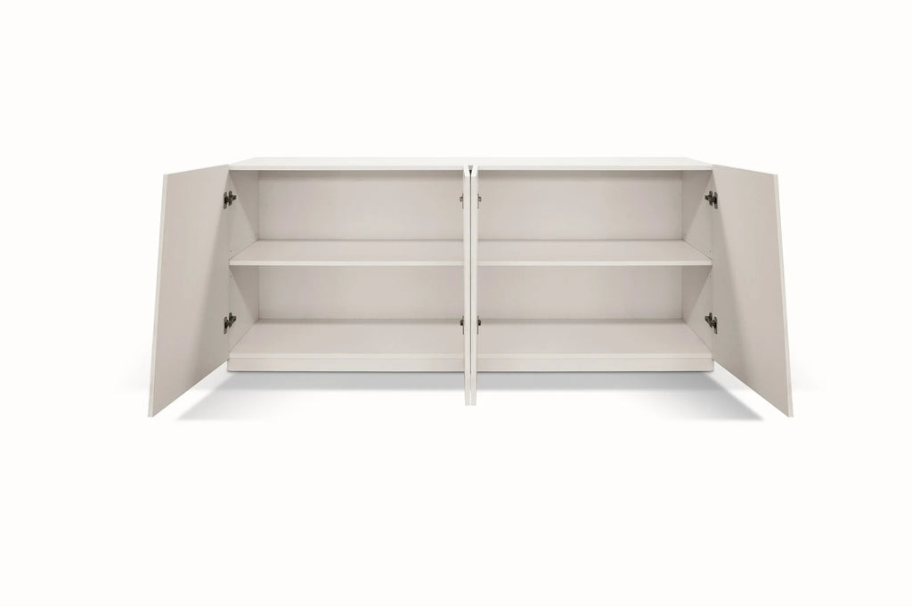 Credenza GORGONA in legno, finitura in bianco frassinato, 180×50 cm