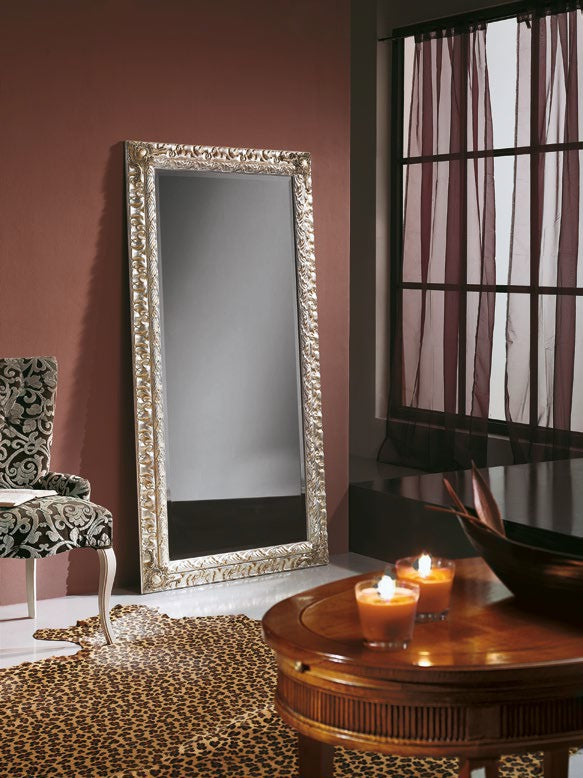 Specchiera rett. foglia argento