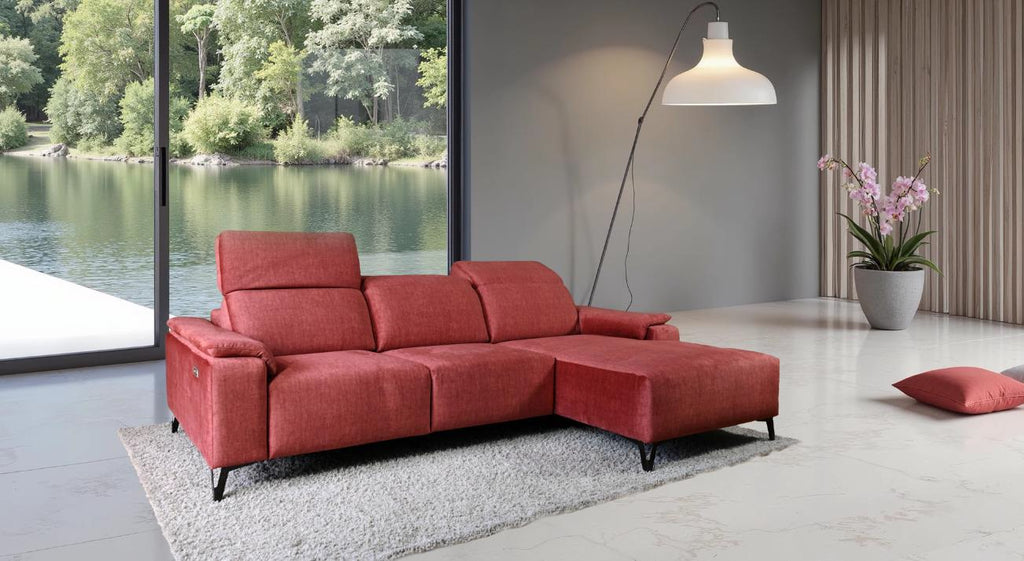 Divano HARMONY  rosso con Chaise longue