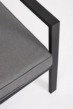 Set salotto HILDE con 1 divano, 2 poltroncine e 1 tavolino in alluminio antracite, con cuscini