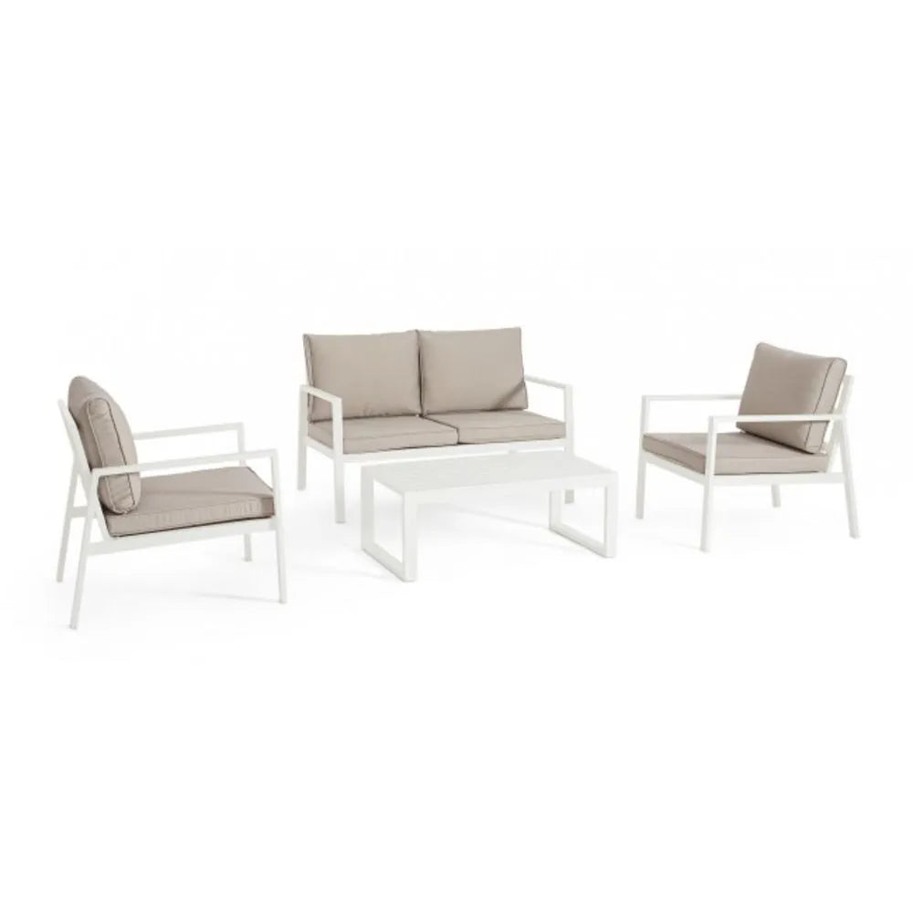 Set salotto HILDE in alluminio Bianco, con cuscini