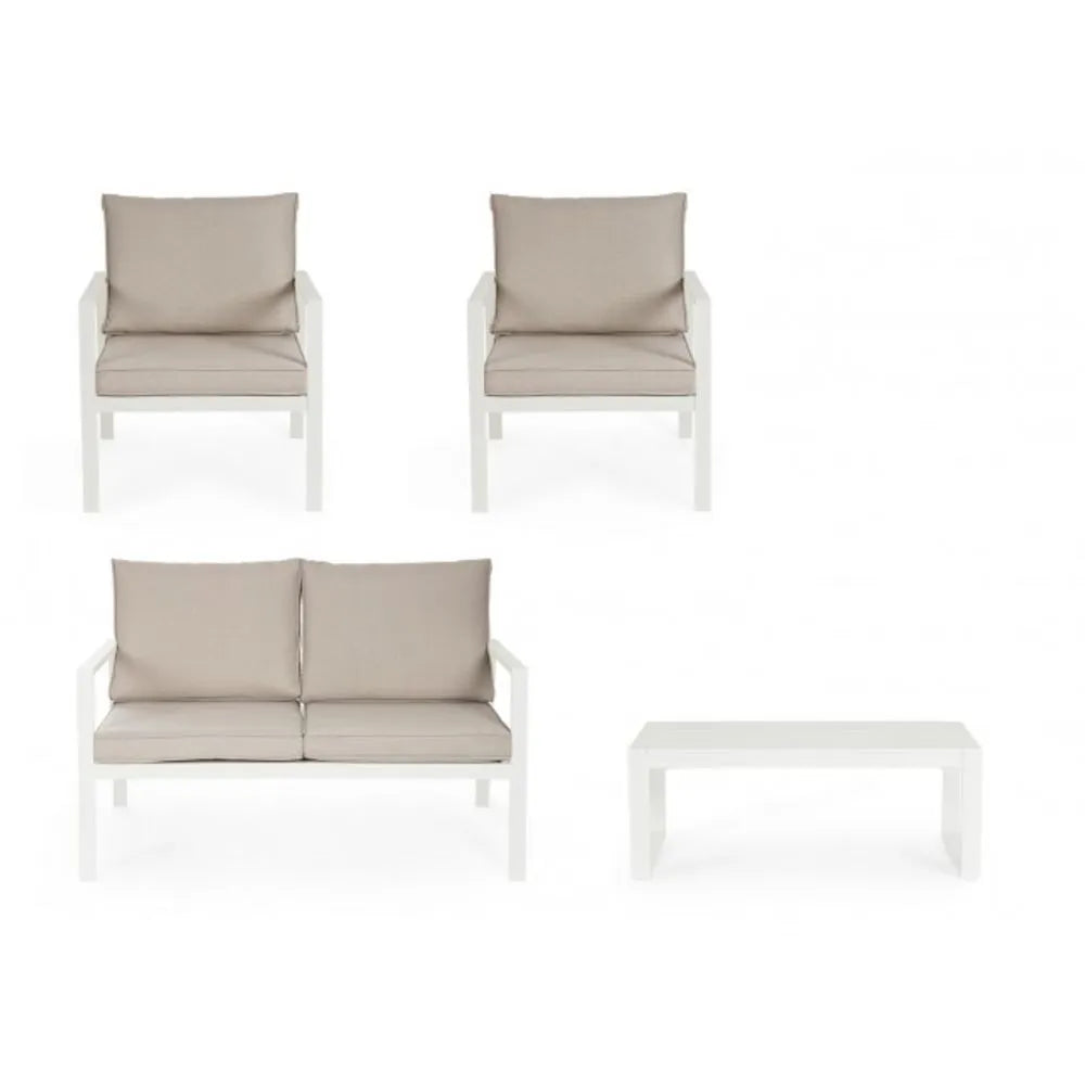 Set salotto HILDE in alluminio Bianco, con cuscini