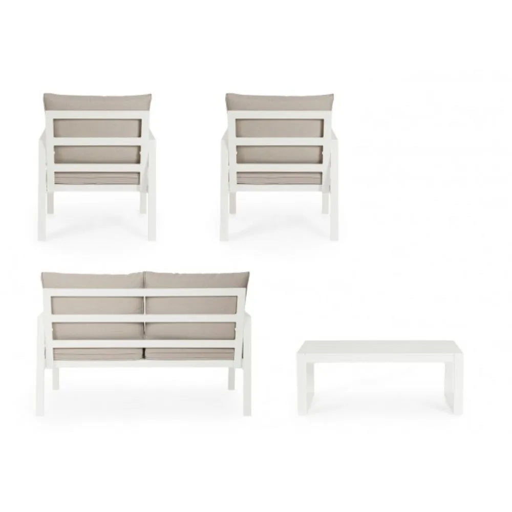 Set salotto HILDE in alluminio Bianco, con cuscini