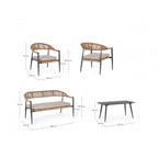 Set salotto JANDIA  in alluminio antracite e fibra intrecciata naturale