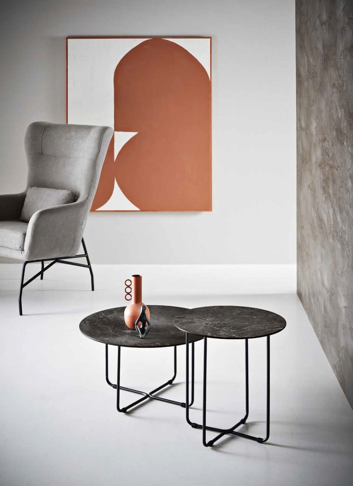 Tavolino JON -top ceramica effetto marmo