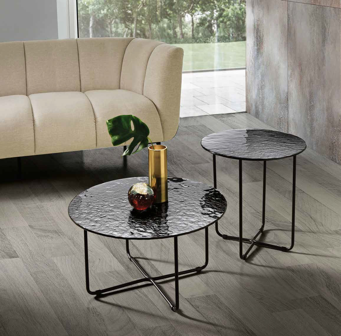 Tavolino JON - Top vetro martellato