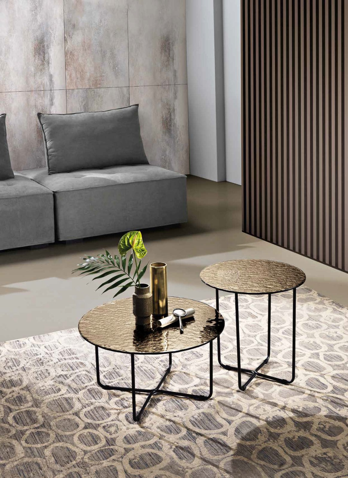 Tavolino JON - Top vetro martellato