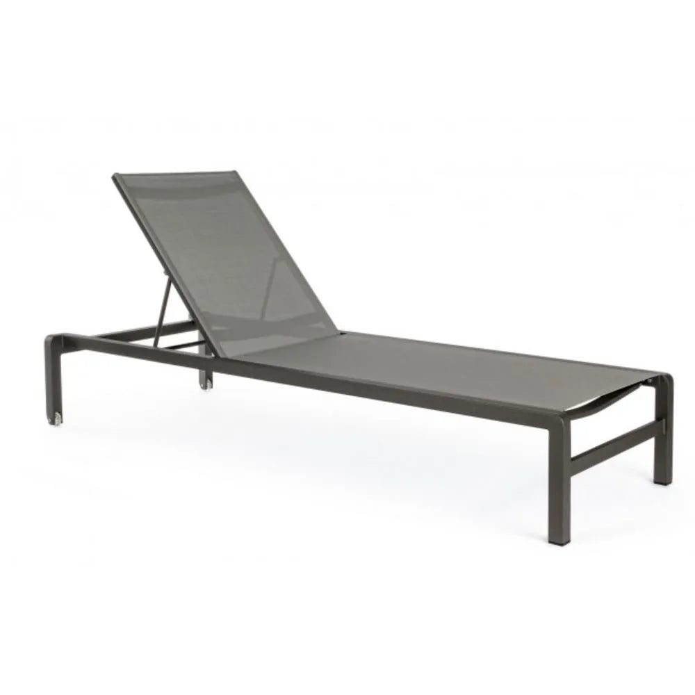 Set di 4 lettini reclinabili KONNOR in alluminio e textilene antracite, con ruote