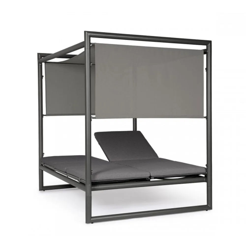 Daybed KONNOR in alluminio ANTRACITE con lettini reclinabili grigio scuro