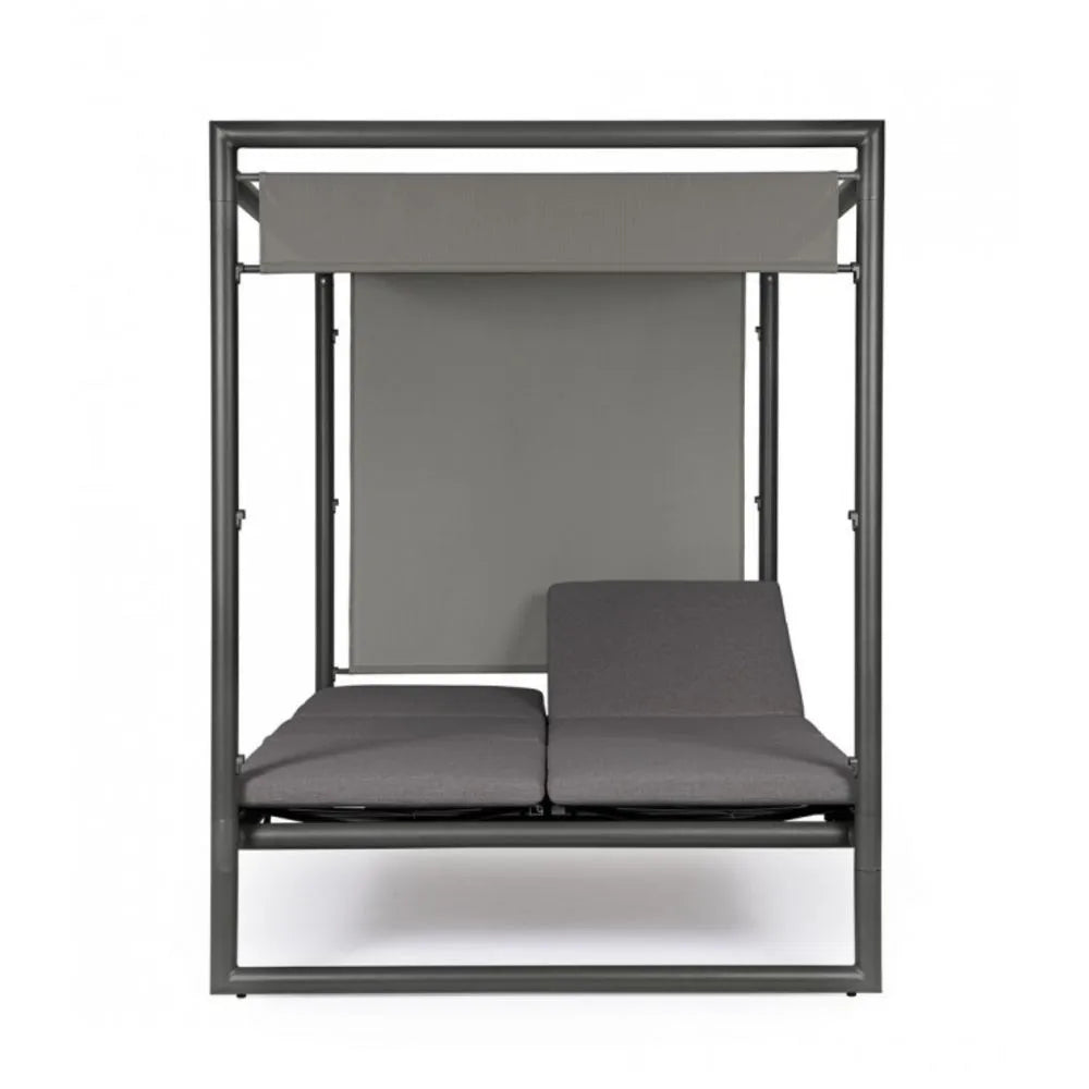 Daybed KONNOR in alluminio ANTRACITE con lettini reclinabili grigio scuro