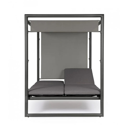 Daybed KONNOR in alluminio ANTRACITE con lettini reclinabili grigio scuro
