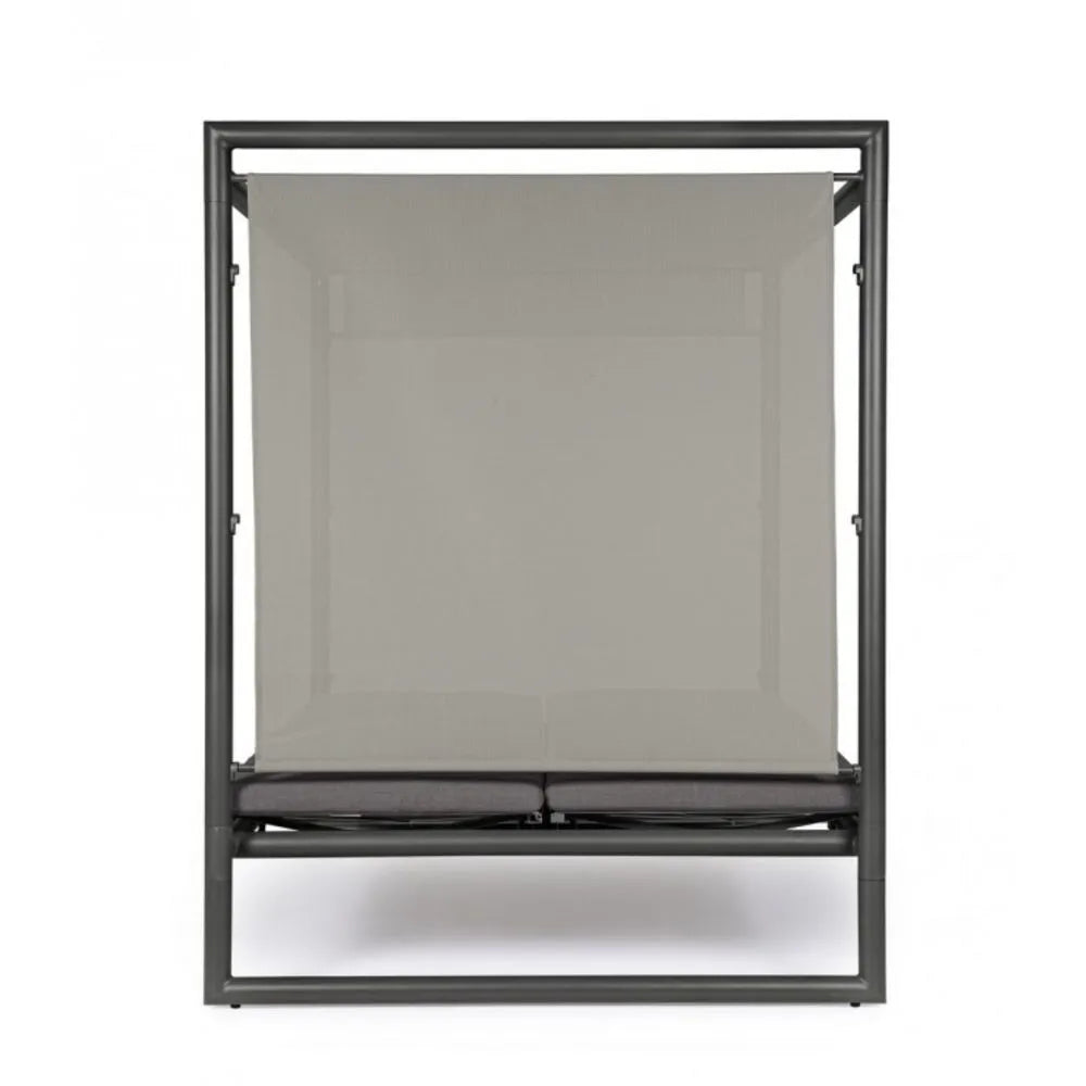 Daybed KONNOR in alluminio ANTRACITE con lettini reclinabili grigio scuro