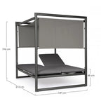 Daybed KONNOR in alluminio ANTRACITE con lettini reclinabili grigio scuro