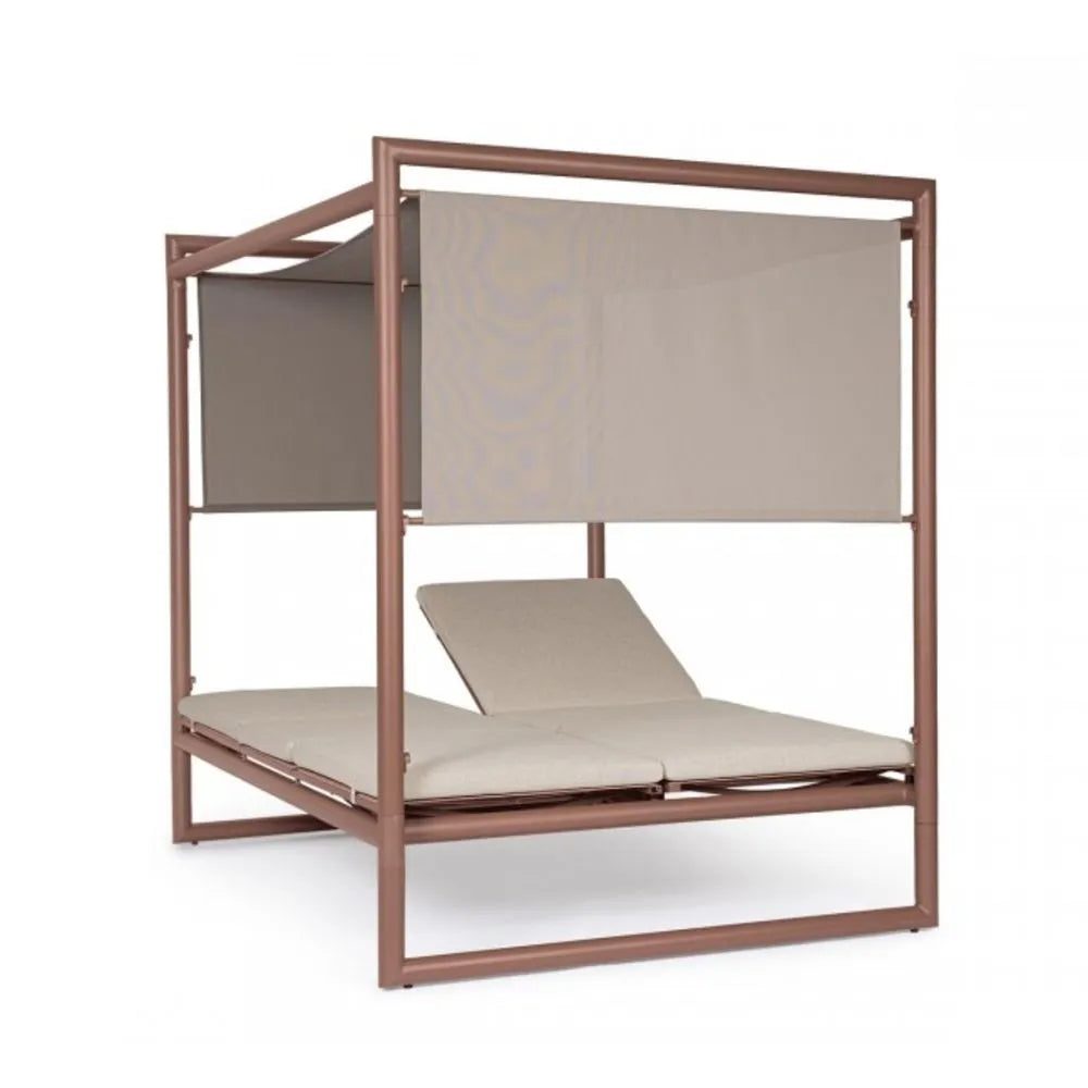 Daybed KONNOR in alluminio ruggine con lettini reclinabili beige