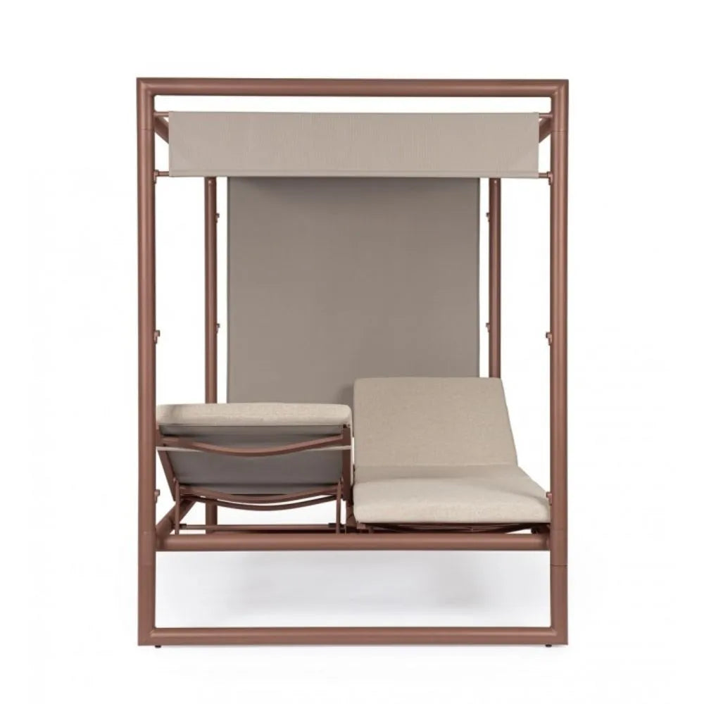 Daybed KONNOR in alluminio ruggine con lettini reclinabili beige