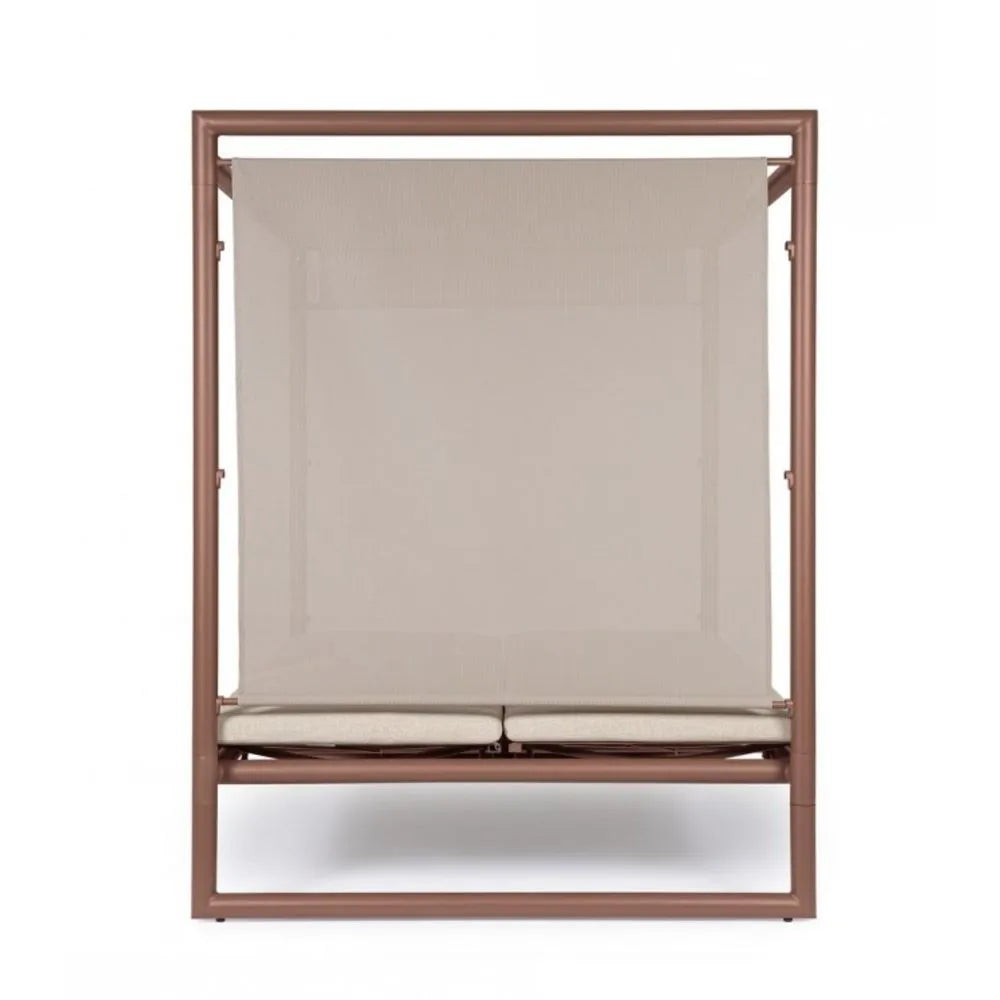 Daybed KONNOR in alluminio ruggine con lettini reclinabili beige