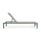 Set di 4 lettini reclinabili KONNOR in alluminio verde e textilene tortora, con ruote