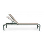 Set di 4 lettini reclinabili KONNOR in alluminio verde e textilene tortora, con ruote