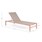 Set di 4 lettini reclinabili KONNOR in alluminio rosa e textilene tortora, con ruote