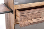 Credenza MANCHESTER in legno di mango e acciaio nero, 90x40x140 cm