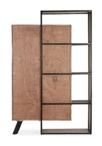 Credenza MANCHESTER in legno di mango e acciaio nero, 118x38x180 cm
