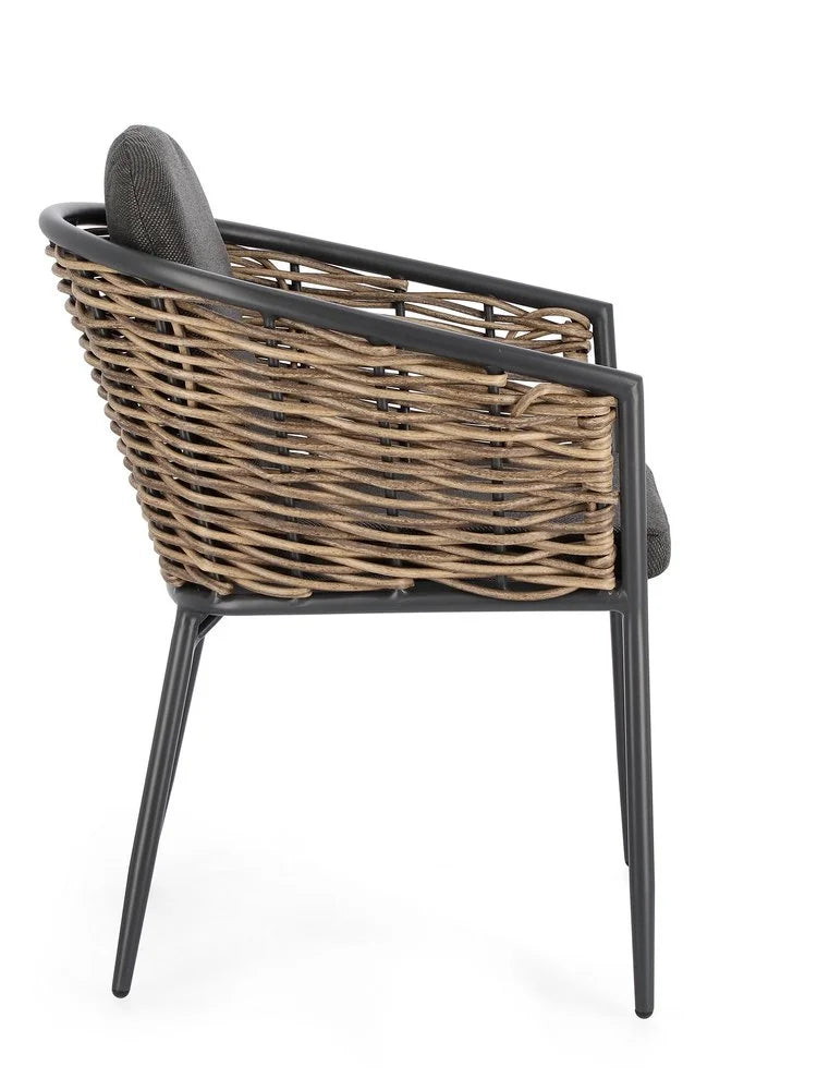 Set di 4 poltroncine MARIBELA in alluminio antracite e fibra sintetica