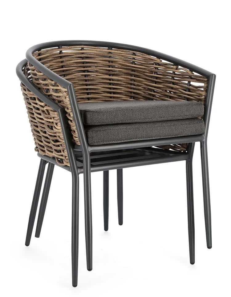 Set di 4 poltroncine MARIBELA in alluminio antracite e fibra sintetica