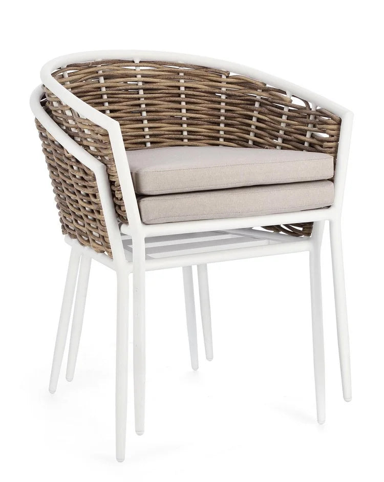 Set di 4 poltroncine MARIBELA in alluminio bianco e fibra sintetica
