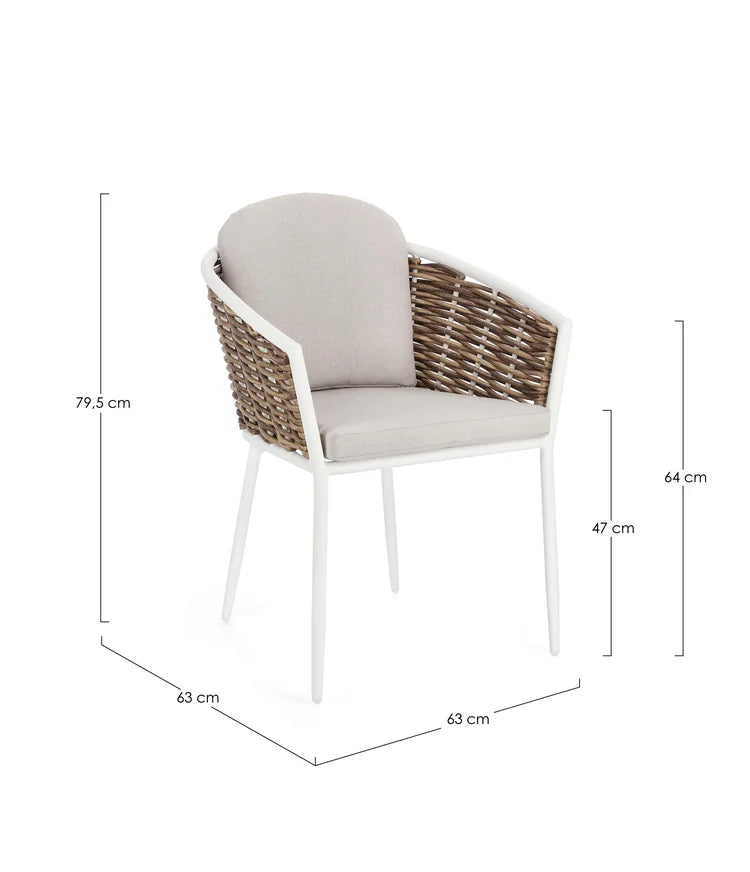Set di 4 poltroncine MARIBELA in alluminio bianco e fibra sintetica