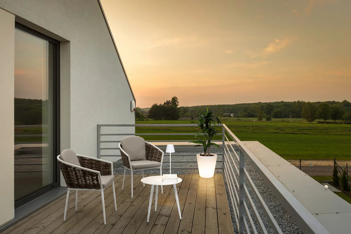 Set di 4 poltroncine MARIBELA in alluminio bianco e fibra sintetica