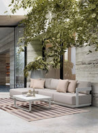 Set salotto MARIEL con divano a 2 posti, chaise longue e tavolino