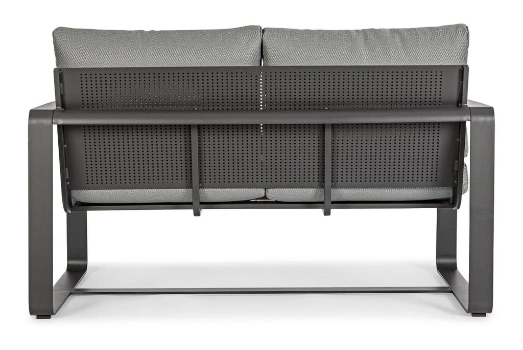 Divano 2 posti MERRIGAN in alluminio antracite e tessuto olefin grigio