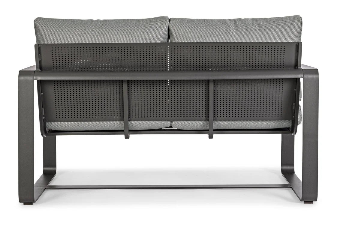 Divano 2 posti MERRIGAN in alluminio antracite e tessuto olefin grigio