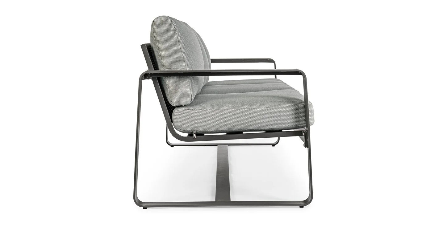 Divano 3 posti MERRIGAN in alluminio antracite e tessuto olefin grigio